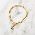 Load image into Gallery viewer, Chrysalini Mati Eye Cuban T-Bar Link Bracelet- DB3031