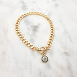 Load image into Gallery viewer, Chrysalini Mati Eye Cuban T-Bar Link Bracelet- DB3031