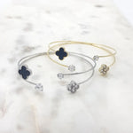 Load image into Gallery viewer, Chrysalini CZ Double Band Clover Bangle- DB1826