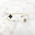 Load image into Gallery viewer, Chrysalini CZ Double Band Clover Bangle- DB1826