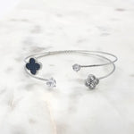 Load image into Gallery viewer, Chrysalini CZ Double Band Clover Bangle- DB1826