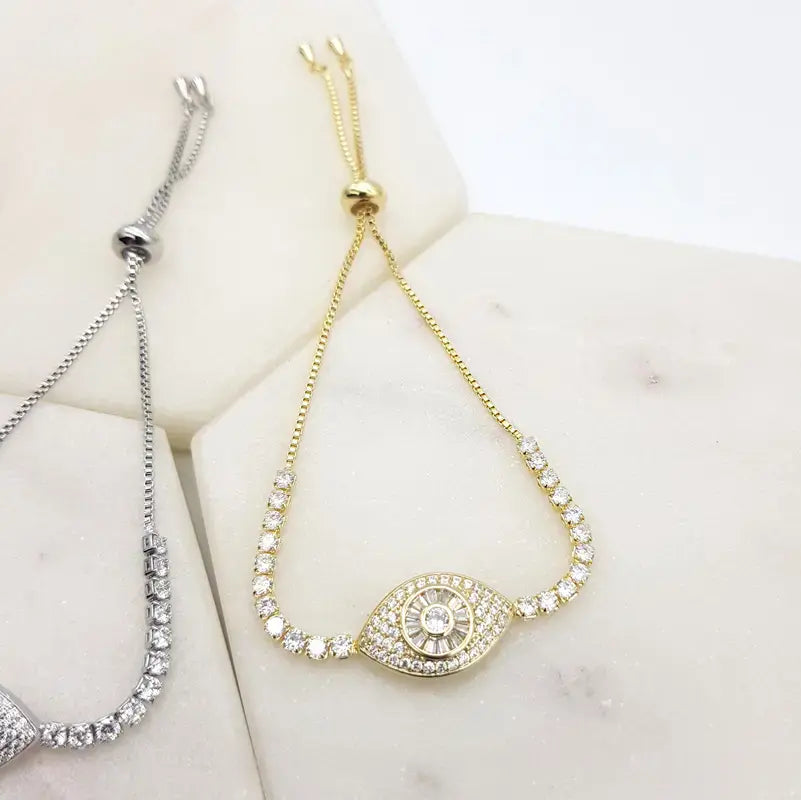 Chrysalini CZ Band Mati Eye Bracelet-DB1616