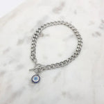 Load image into Gallery viewer, Chrysalini Mati Eye Cuban T-Bar Link Bracelet- DB3031
