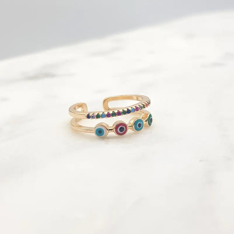 Chrysalini Mati Eye Ring- DBR0013G