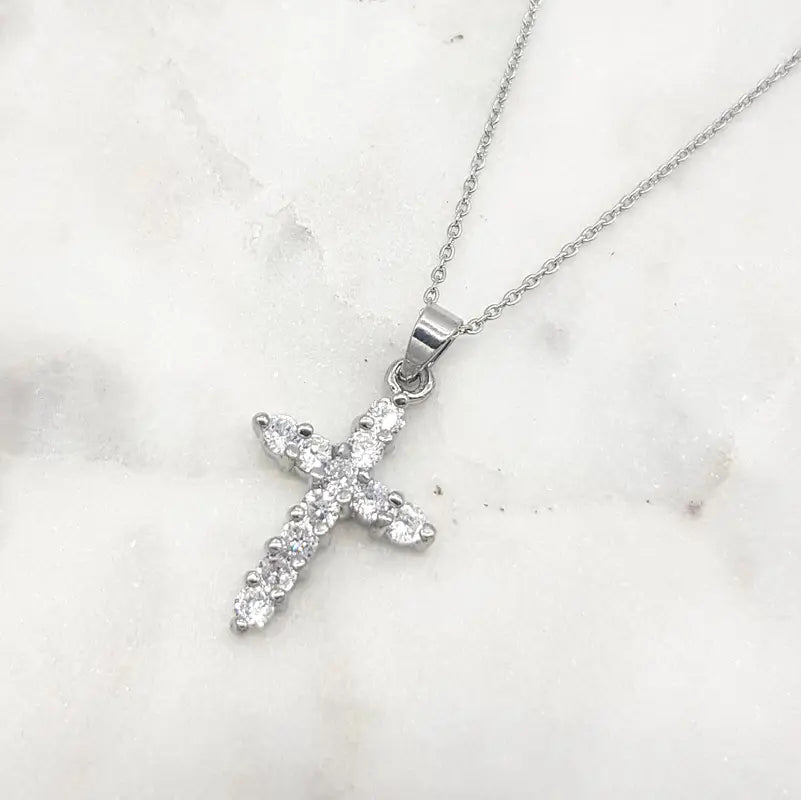 Chrysalini CZ Cross Necklace-EN3121