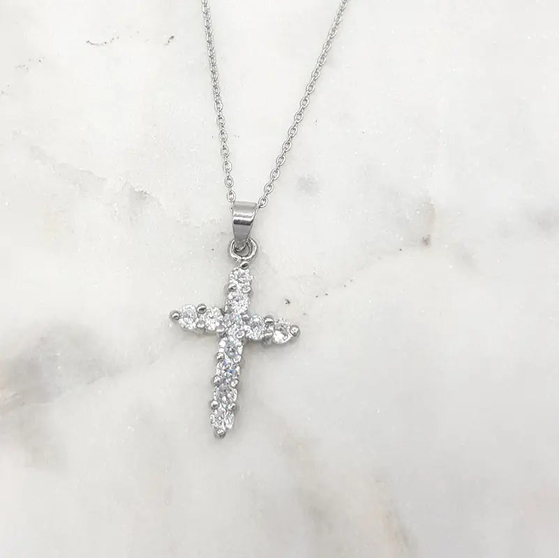 Chrysalini CZ Cross Necklace-EN3121