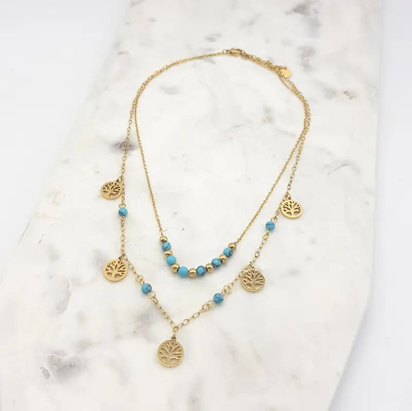 Chrysalini Tree of Life Double Necklace-EN3420