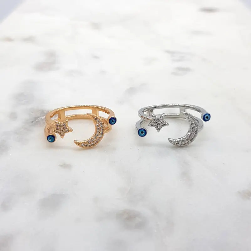 Chrysalini Mati Moon/Star Ring- DBR0027