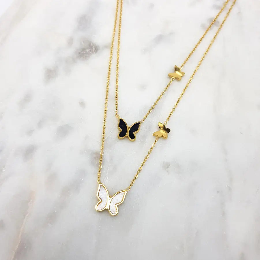 Chrysalini Double Butterfly Necklace-EN3421