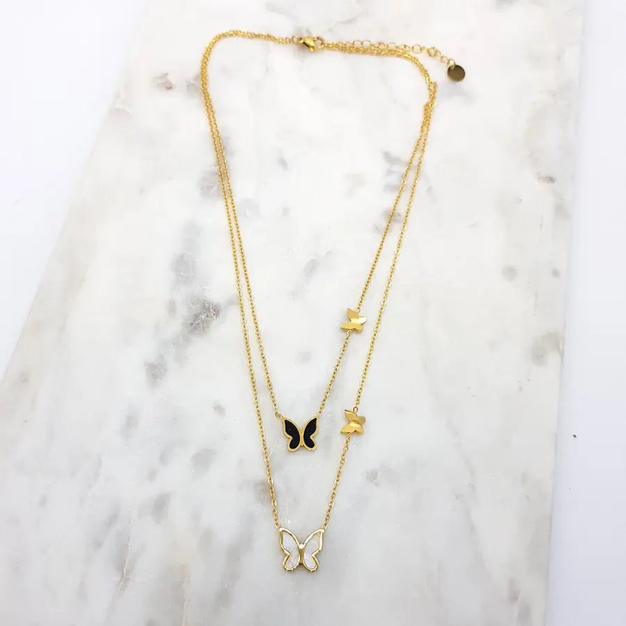 Chrysalini Double Butterfly Necklace-EN3421