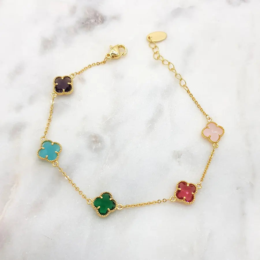 Chrysalini Mixed Crystal Clover Bracelet-DB3502