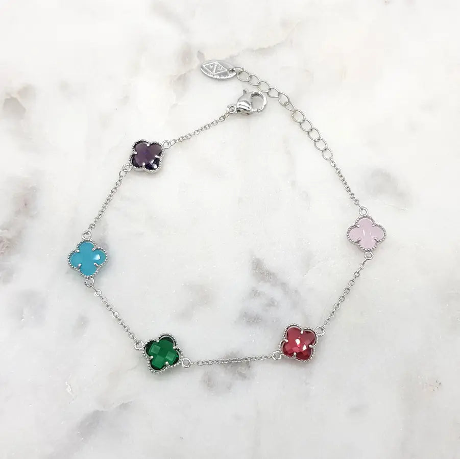 Chrysalini Mixed Crystal Clover Bracelet-DB3502