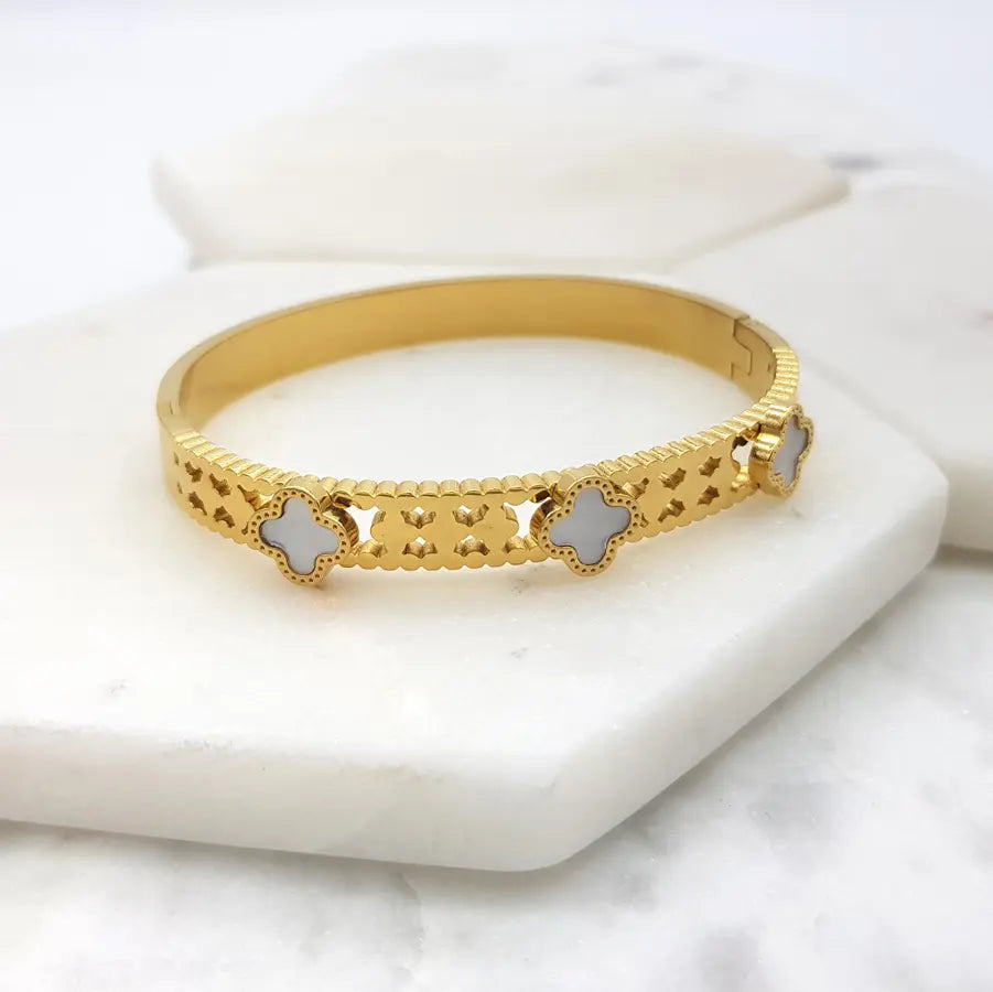 Chrysalini Small 3 Clover Bangle- EB6071