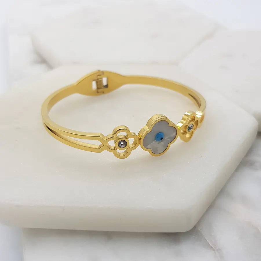 Chrysalini Mati Clover Bangle- EB6033