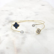 Chrysalini CZ Double Band Clover Bangle- DB1826