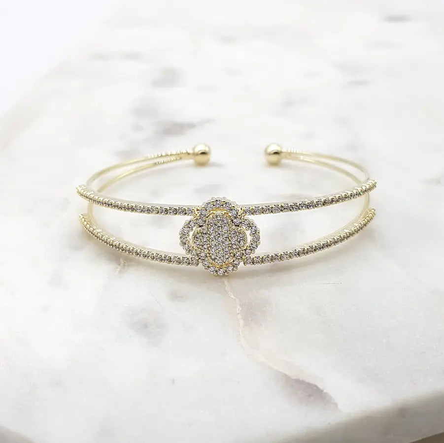 Chrysalini CZ Clover Bangle- DB1827