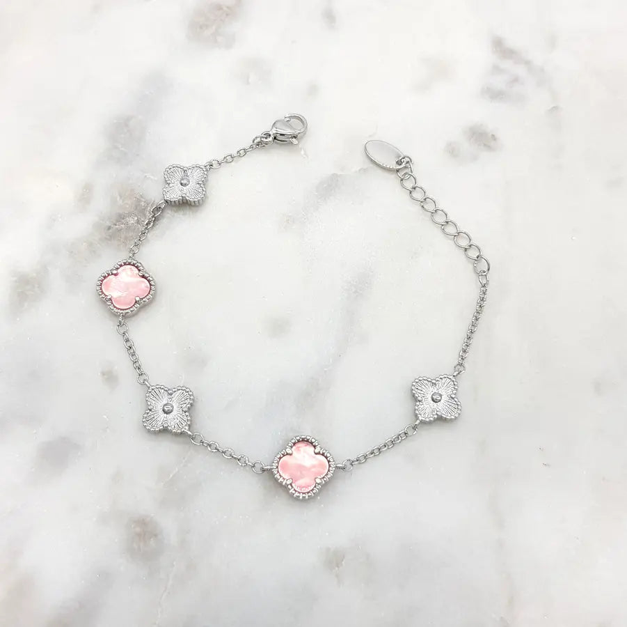 Chrysalini Mother of Pearl Clover Bracelet-Silver DB3500