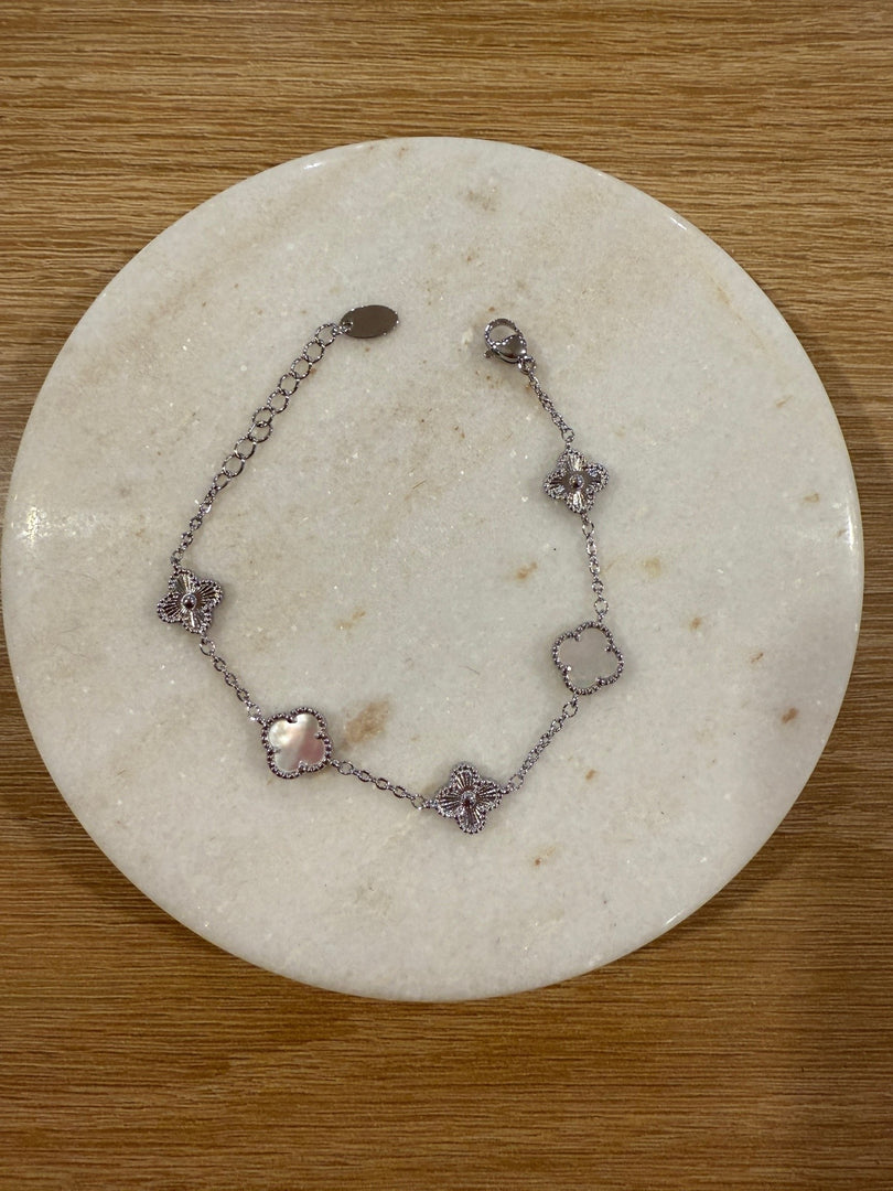 Chrysalini Mother of Pearl Clover Bracelet-Silver DB3500