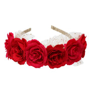 Pink Poppy Holiday Floral Headband