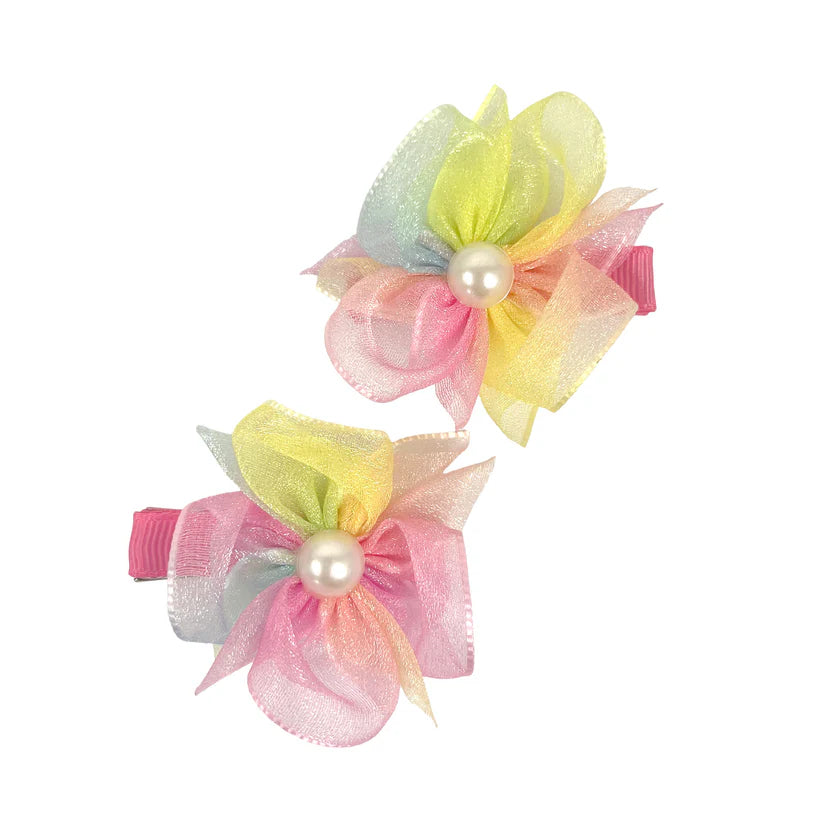 Pink Poppy Unicorn Flower Hair Clips