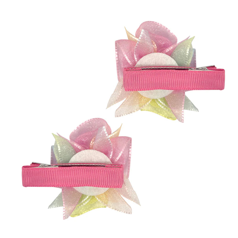 Pink Poppy Unicorn Flower Hair Clips