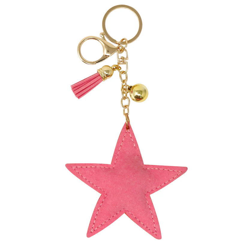 Pink Poppy Star Jewelled Bag Charm