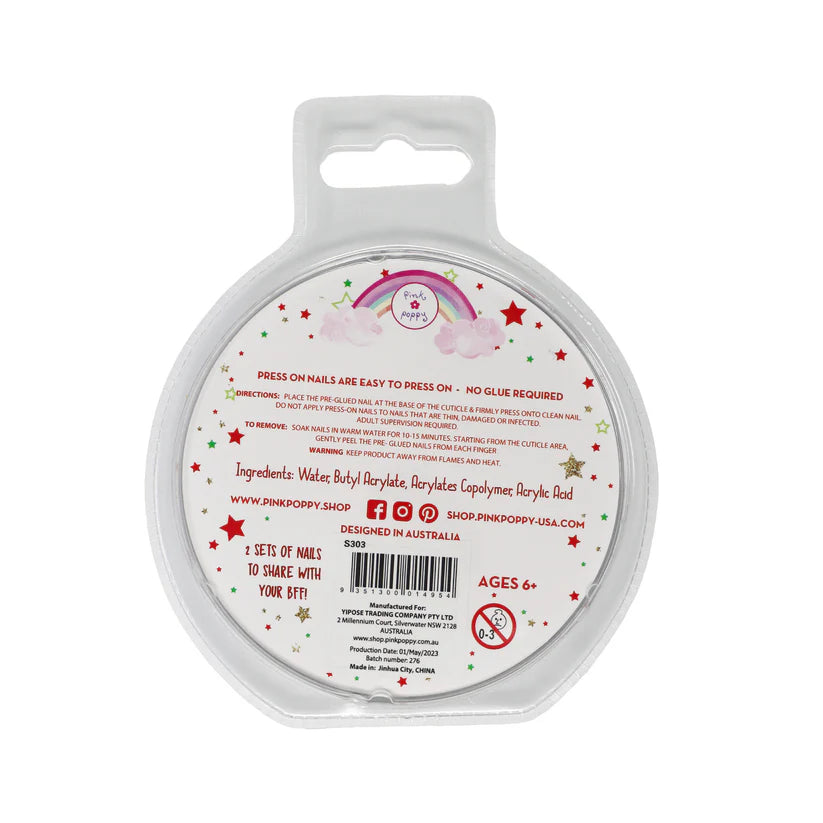 Pink poppy Press on Nails- Christmas