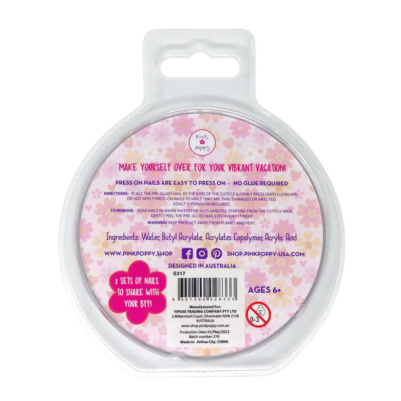 Pink Poppy Press on Nails- Fairy Butterfly