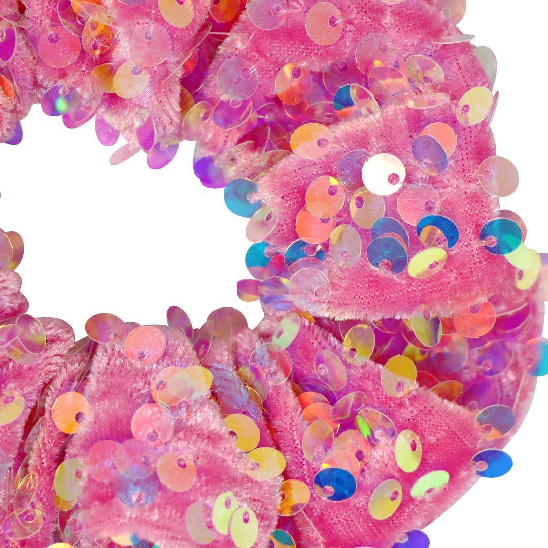 Pink Poppy Velvet Sequin Hair Scrunchie
