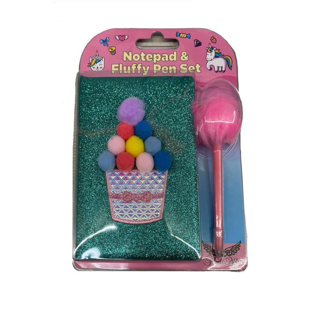 Mad Ally Fluffy Notebook with Pen- Cupcake