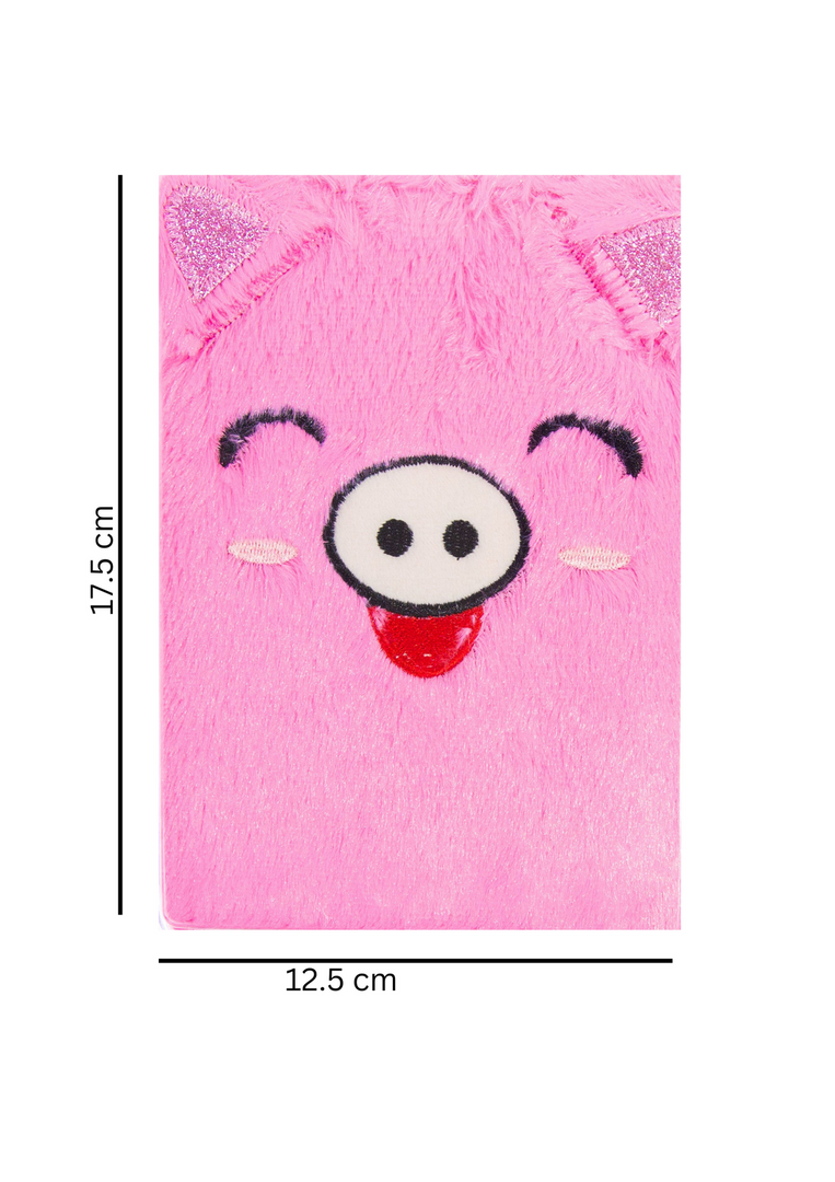 Mad Ally Fluffy Notebook with Pen- Piggy